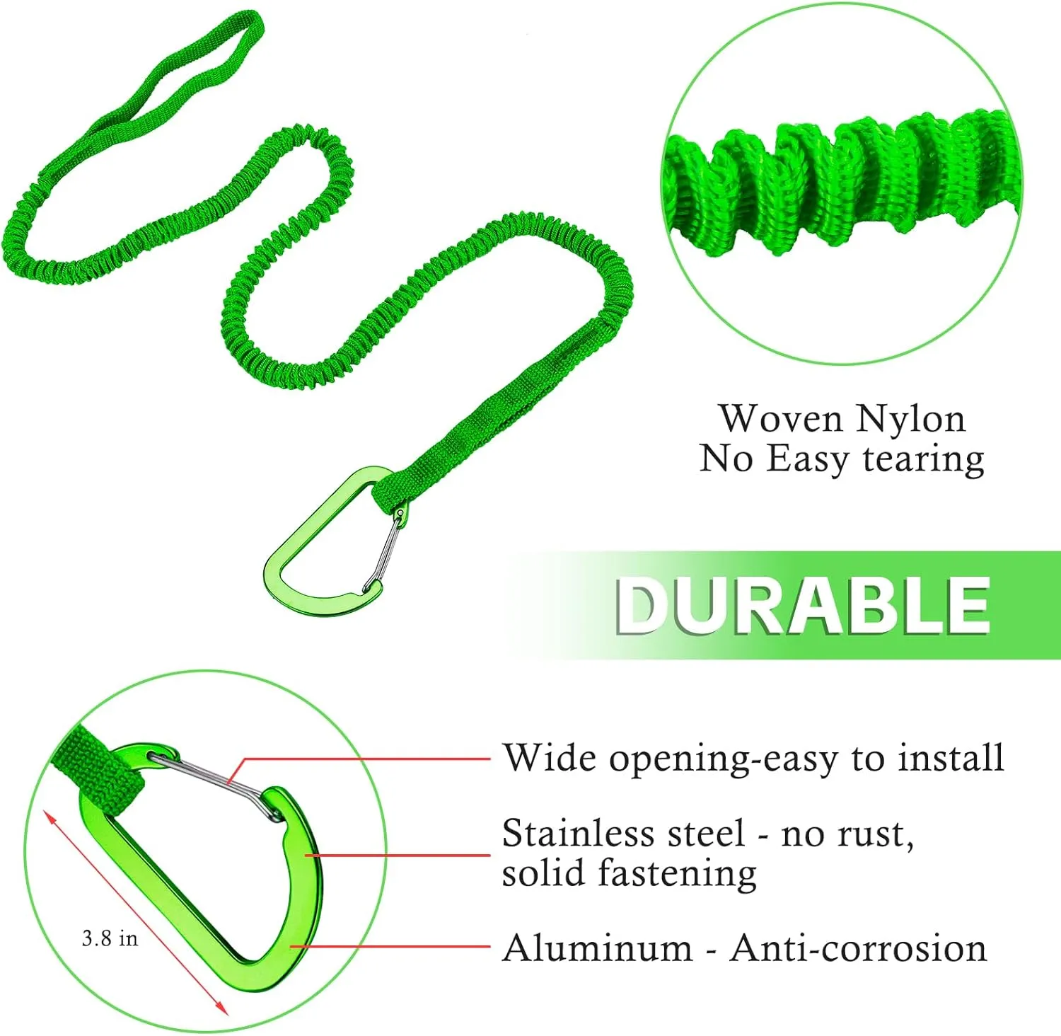 1/2/4 Pack Kayak Paddle Board Tether Leash Stretchable Strap Lanyard Rope, 3.3-7 Feet with Carabiner for SUP Kayaking Boating Canoeing Fishing Pole Rod or Other Gear