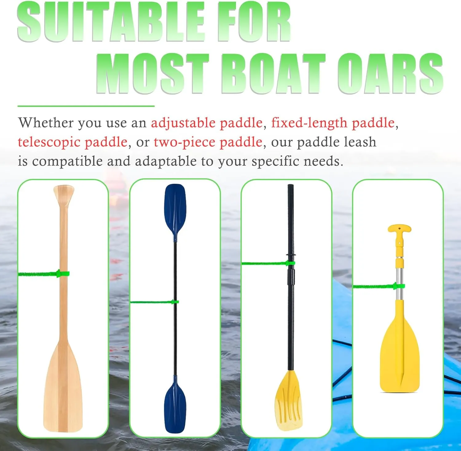 1/2/4 Pack Kayak Paddle Board Tether Leash Stretchable Strap Lanyard Rope, 3.3-7 Feet with Carabiner for SUP Kayaking Boating Canoeing Fishing Pole Rod or Other Gear