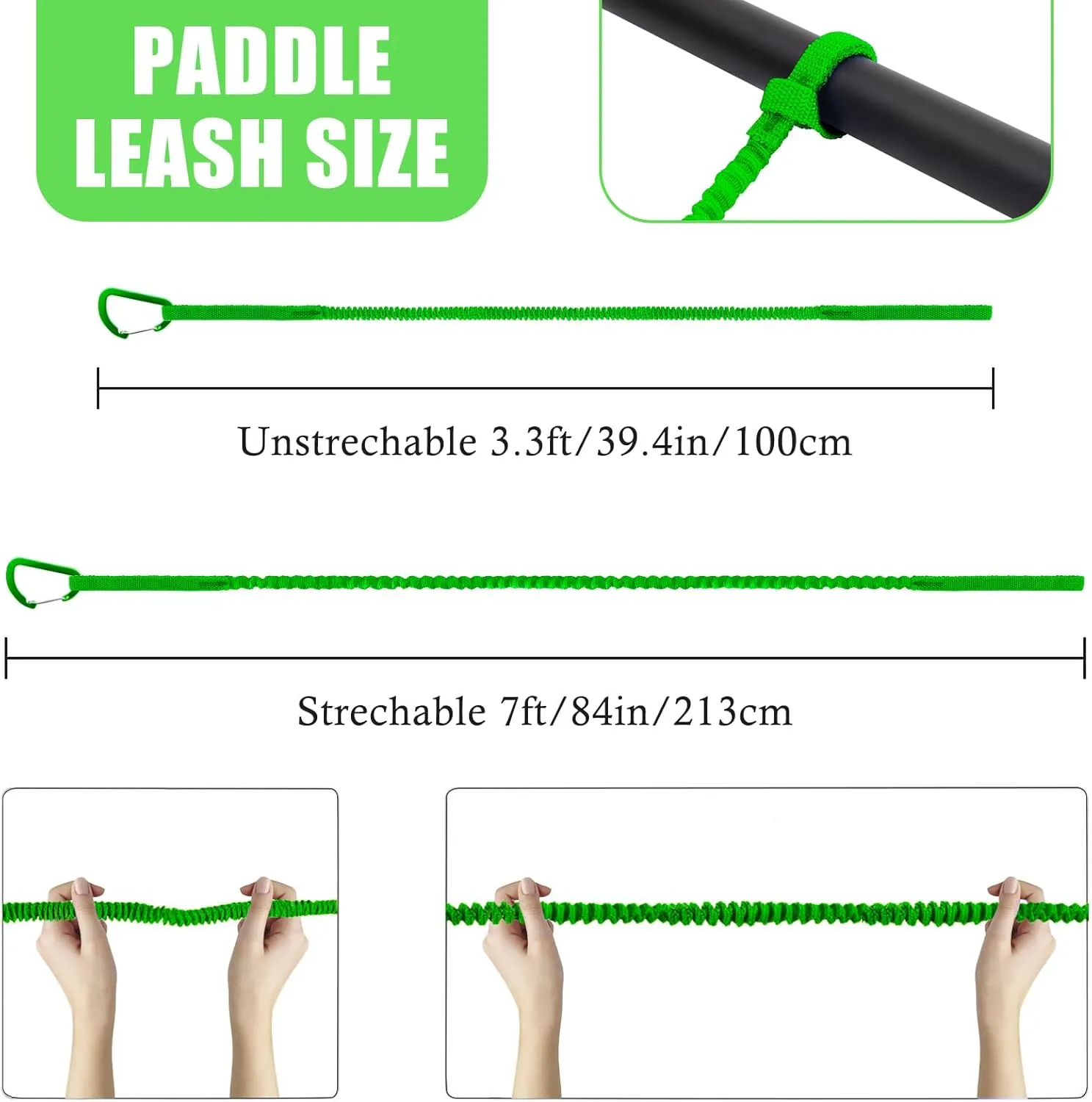 1/2/4 Pack Kayak Paddle Board Tether Leash Stretchable Strap Lanyard Rope, 3.3-7 Feet with Carabiner for SUP Kayaking Boating Canoeing Fishing Pole Rod or Other Gear