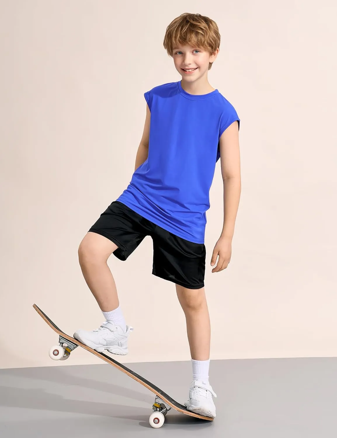 3 Packs Boys Athletic Tank Tops Breathable Mesh Undershirts Quick Dry Sleeveless Muscle T-Shirts for Kids