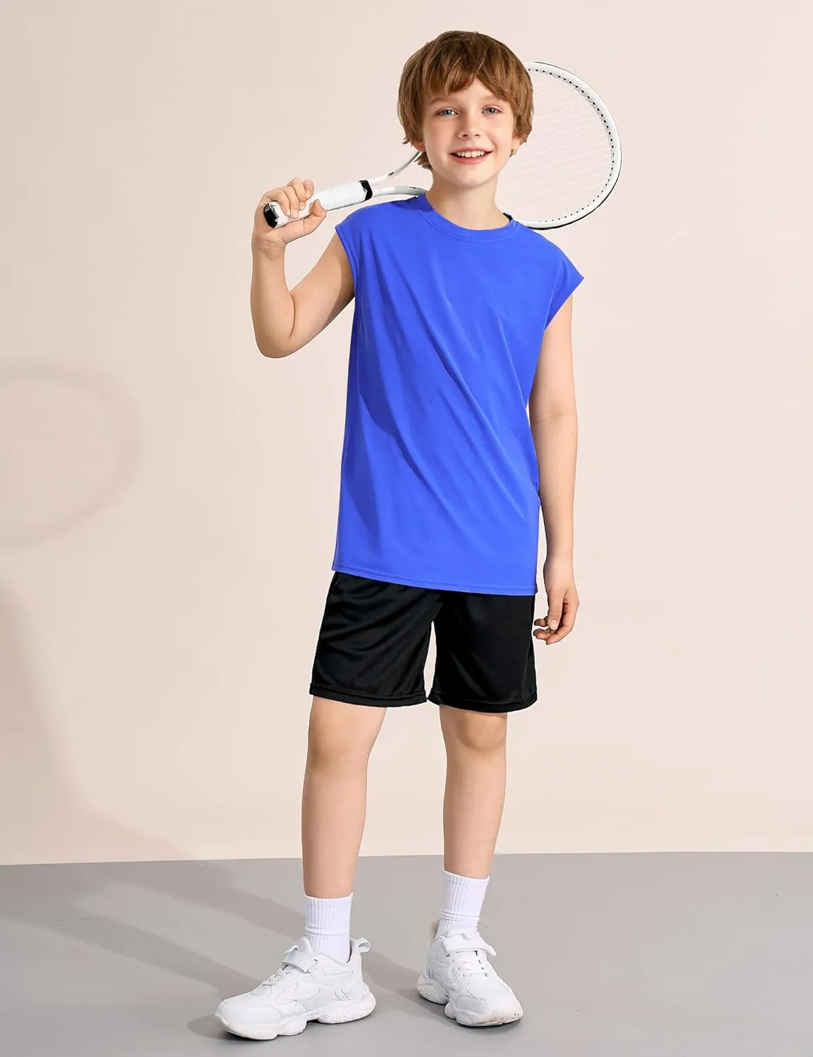 3 Packs Boys Athletic Tank Tops Breathable Mesh Undershirts Quick Dry Sleeveless Muscle T-Shirts for Kids