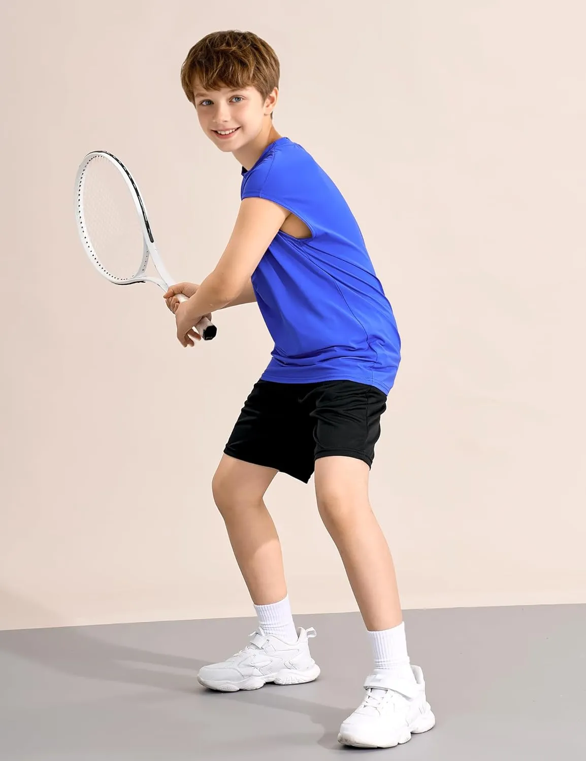 3 Packs Boys Athletic Tank Tops Breathable Mesh Undershirts Quick Dry Sleeveless Muscle T-Shirts for Kids