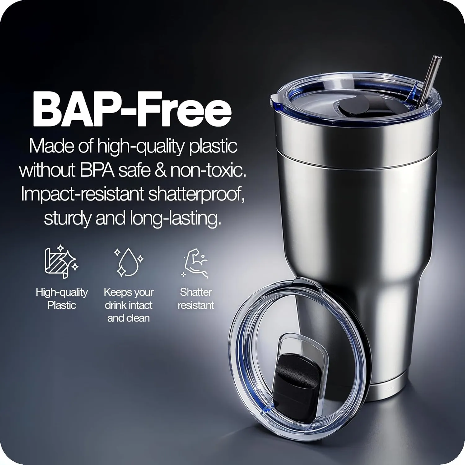 30 oz Tumbler Lid, Replacement Lids Compatible for YETI 30 oz Tumbler, 14 oz Mug and 26 oz Straw Mug, 2 Pack Travel Spill Proof Cup Lids Covers with Magnetic Slider Switch, BPA Free