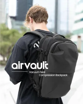 AirVault Vacuum Seal Travel Backpack 60L - Expandable Air Compression Vacuum System, Airback, Vacpack, Water-Resistant, Carry-On with TSA Lock Fits 19" Laptop, Backvac (Gray)