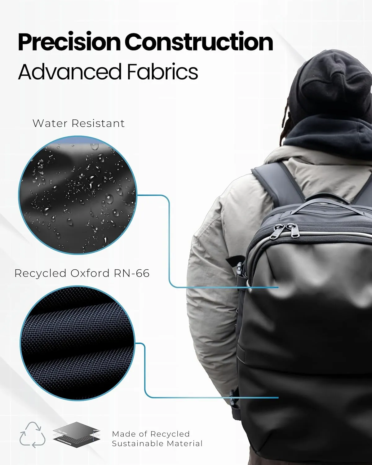 AirVault Vacuum Seal Travel Backpack 60L - Expandable Air Compression Vacuum System, Airback, Vacpack, Water-Resistant, Carry-On with TSA Lock Fits 19" Laptop, Backvac (Gray)