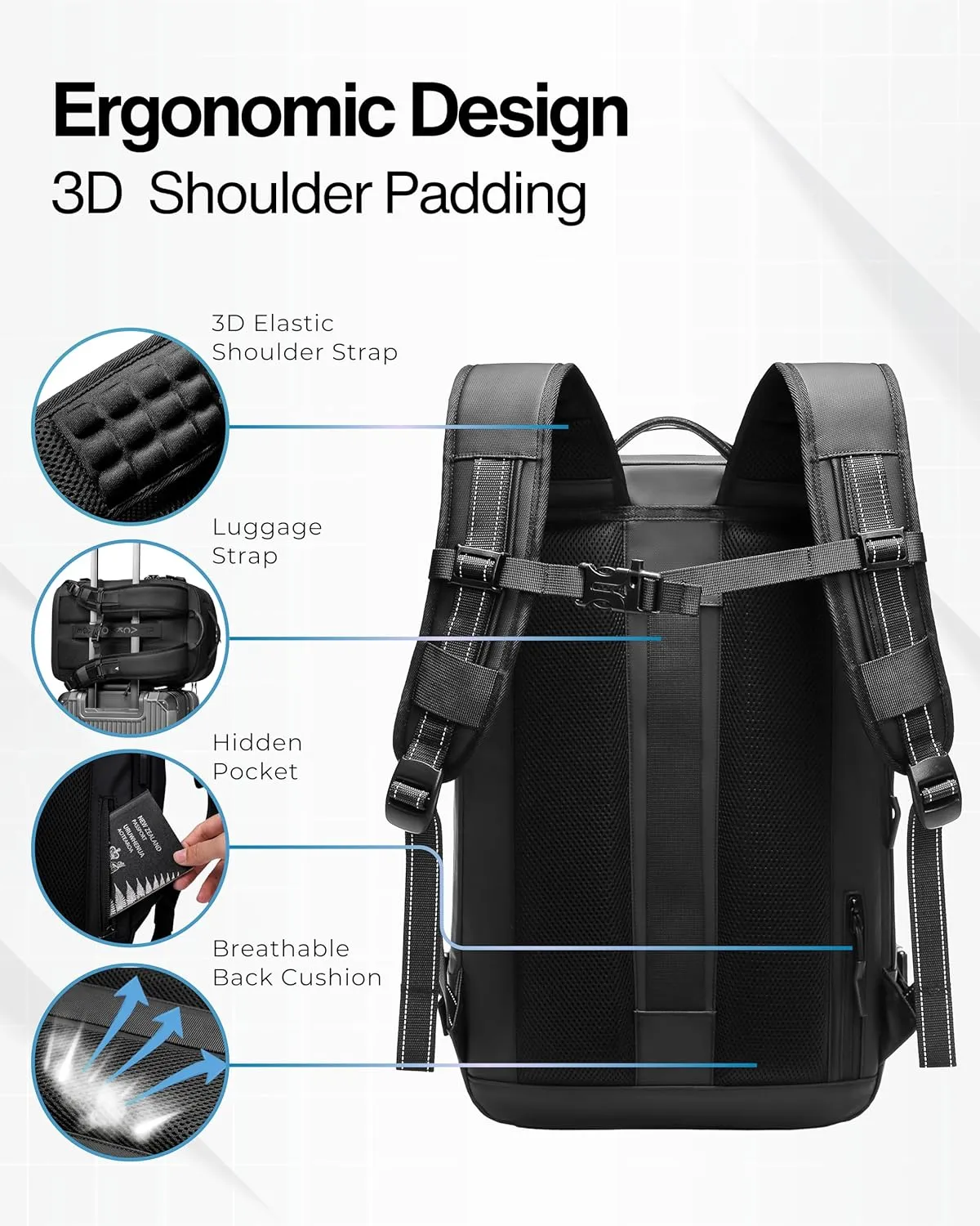 AirVault Vacuum Seal Travel Backpack 60L - Expandable Air Compression Vacuum System, Airback, Vacpack, Water-Resistant, Carry-On with TSA Lock Fits 19" Laptop, Backvac (Gray)
