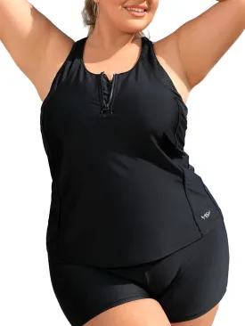 Angel season Plus Size Tankini Swimsuits Tops for Women Swim Top Only Tummy Control Bathing Suits Zippered Swimswear