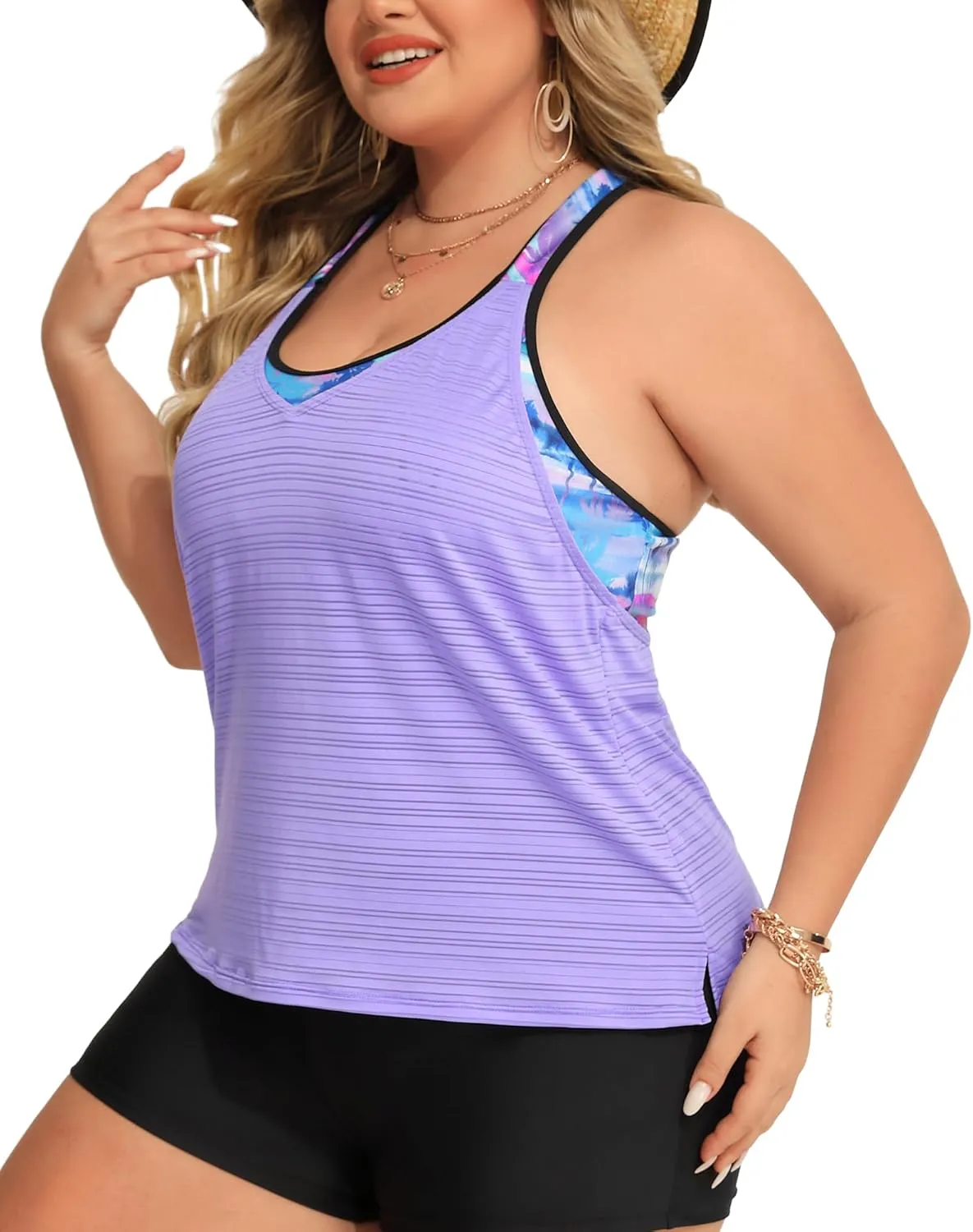 Angel season Plus Size Tankini Swimsuits Tops for Women Swim Top Only Tummy Control Bathing Suits Zippered Swimswear