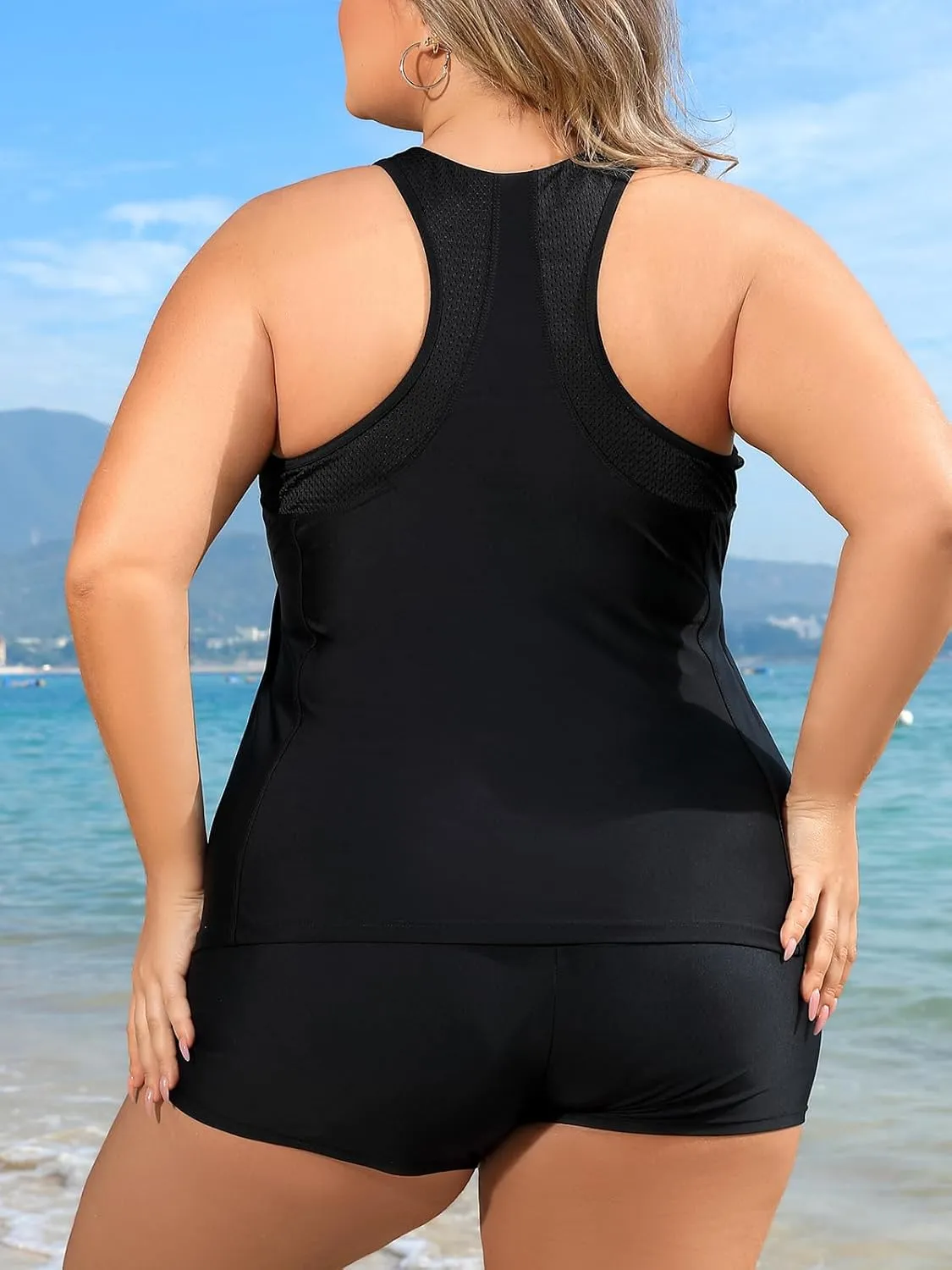 Angel season Plus Size Tankini Swimsuits Tops for Women Swim Top Only Tummy Control Bathing Suits Zippered Swimswear