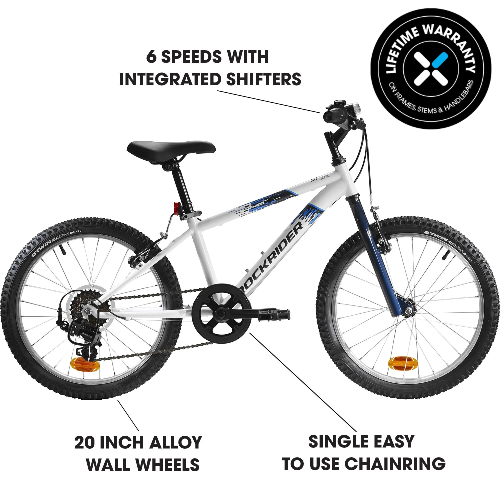 Btwin ST120 Kids' Mountain Bike 20" Kids 3'11" to 4'5"