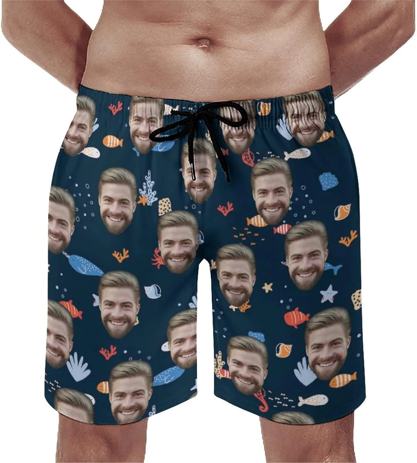 Custom Faces Men's Swim Trunks Quick Dry Beach Shorts Personalized Funny Shorts Customize Your Photo Bathing Suits