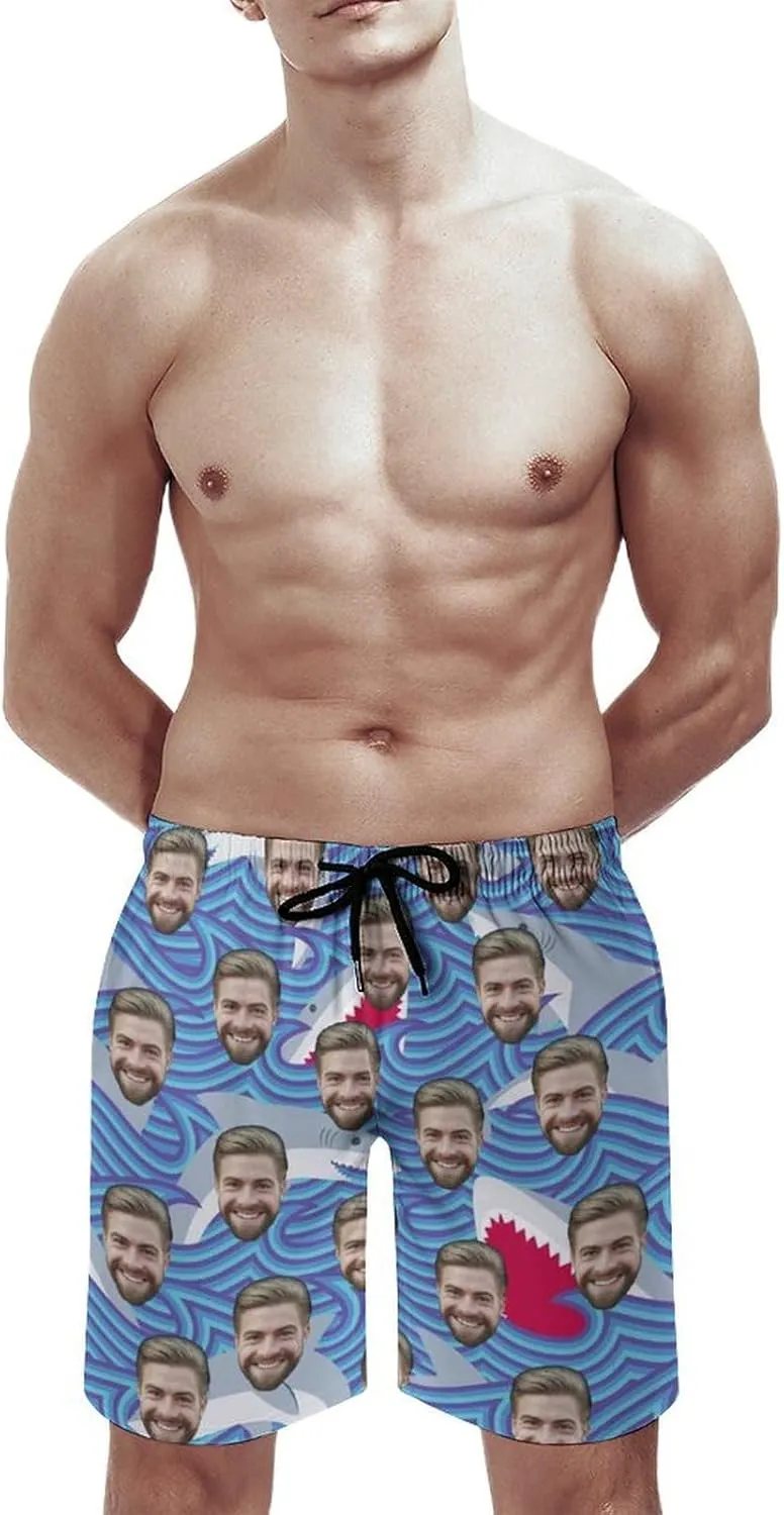 Custom Faces Men's Swim Trunks Quick Dry Beach Shorts Personalized Funny Shorts Customize Your Photo Bathing Suits