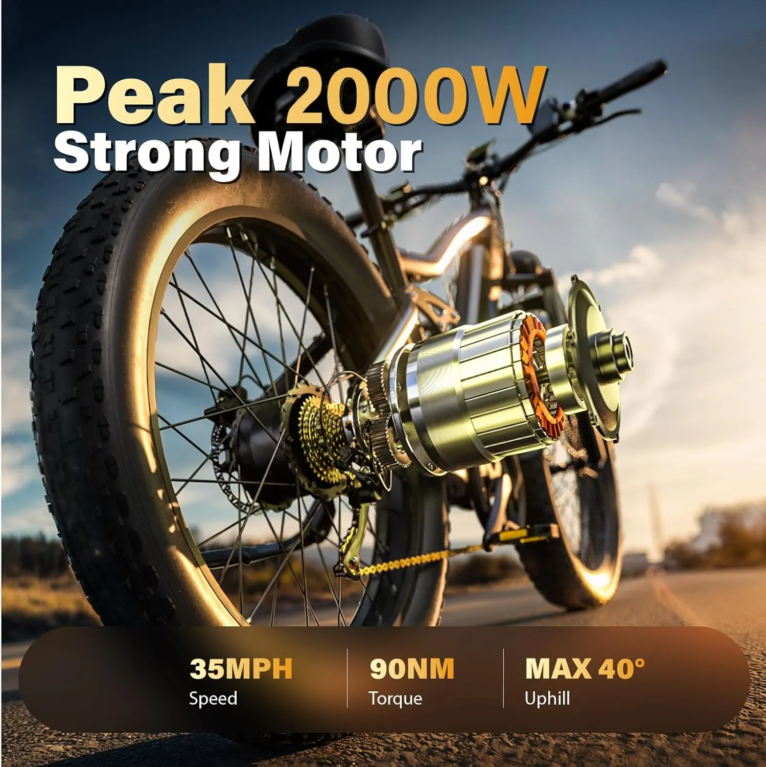 Electric Bike, Peak 2000W 19.2Ah/17.5Ah Fat Tire Ebike for Adults, 35mph 70 Miles Electric Bicycle for Men with Hydraulic Brakes, Color Display, Full Suspension Off Road Mountain E Bike