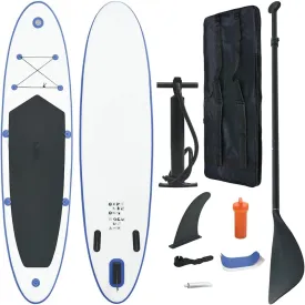 Enjoy Water Sports with Inflatable Stand Up Paddle Board Set, Easy to Inflate, Puncture-Proof and Stable for 1 Adult, Blue and White