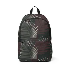 Fashion Backpack Waterproof Palm Tree Leaves Maroon Green Background Minimalist Art