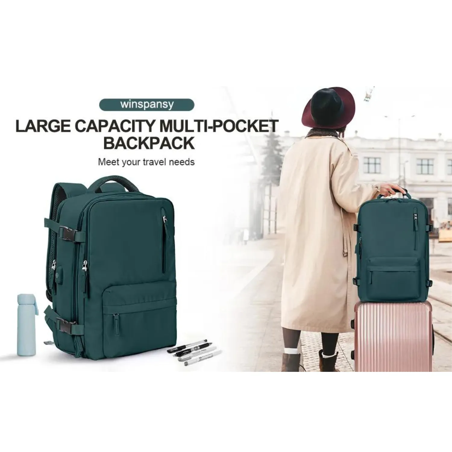 Flight-Approved Travel Backpack - 35L Carry-on Weekender, Waterproof
