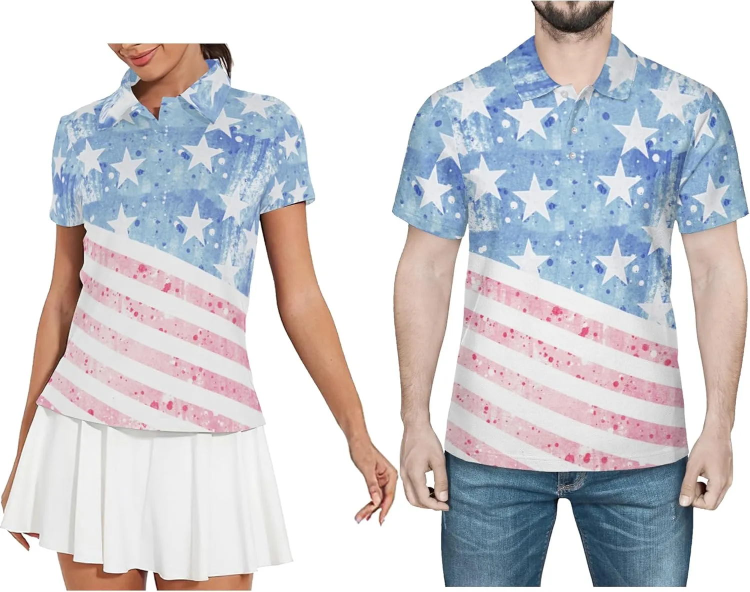 Funny Couple Golf Shirts,Matching Hawaiian Golf Shirt for Couple,Moisture Wicking Couple Polo Shirt for Men Women