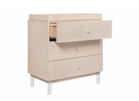 Gelato 3 Drawer Dresser with Removable Changing Tray (Washed Natural - White Feet) and Pure 31" Contour Changing Pad
