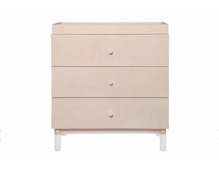 Gelato 3 Drawer Dresser with Removable Changing Tray (Washed Natural - White Feet) and Pure 31" Contour Changing Pad
