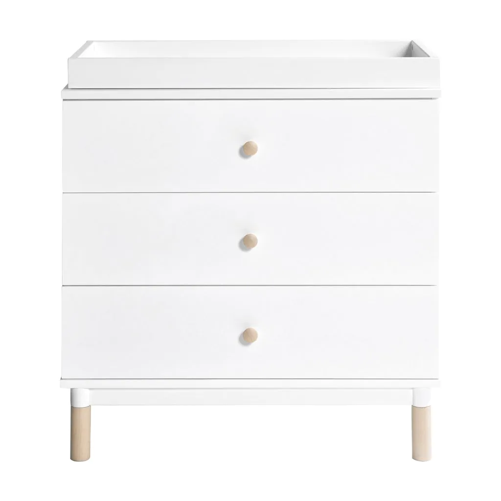 Gelato 3 Drawer Dresser with Removable Changing Tray (White - Natural Feet) and Pure 31" Contour Changing Pad
