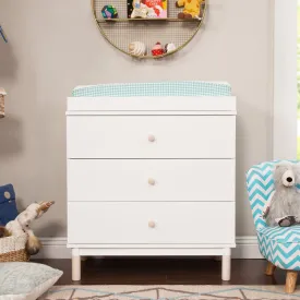 Gelato 3 Drawer Dresser with Removable Changing Tray (White - Natural Feet) and Pure 31" Contour Changing Pad