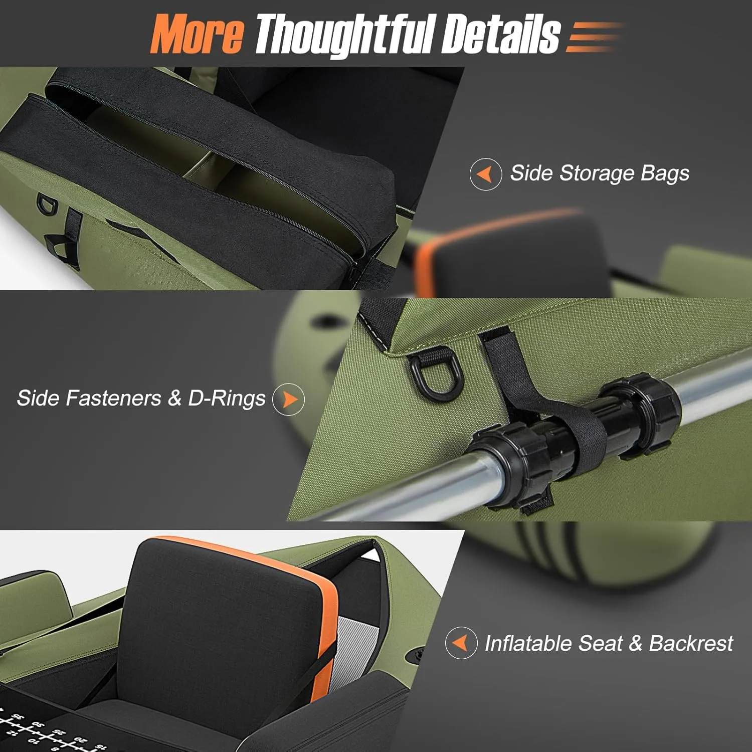 GYMAX Fishing Float Tube, 350lbs Inflatable Fishing Boat with Paddle, Pump, Flippers, Fish Hook Stators, Fish Ruler, Storage Pockets, Portable Backpack Belly Boat for Adults Fishing