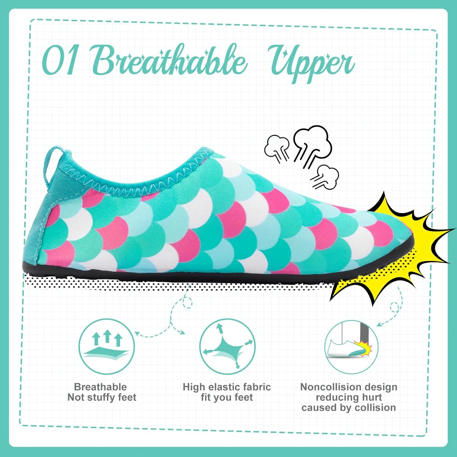HIITAVE Kids Water Shoes Non-Slip Beach Swim Barefoot Quick Dry Aqua Pool Socks for Boys & Girls Toddler