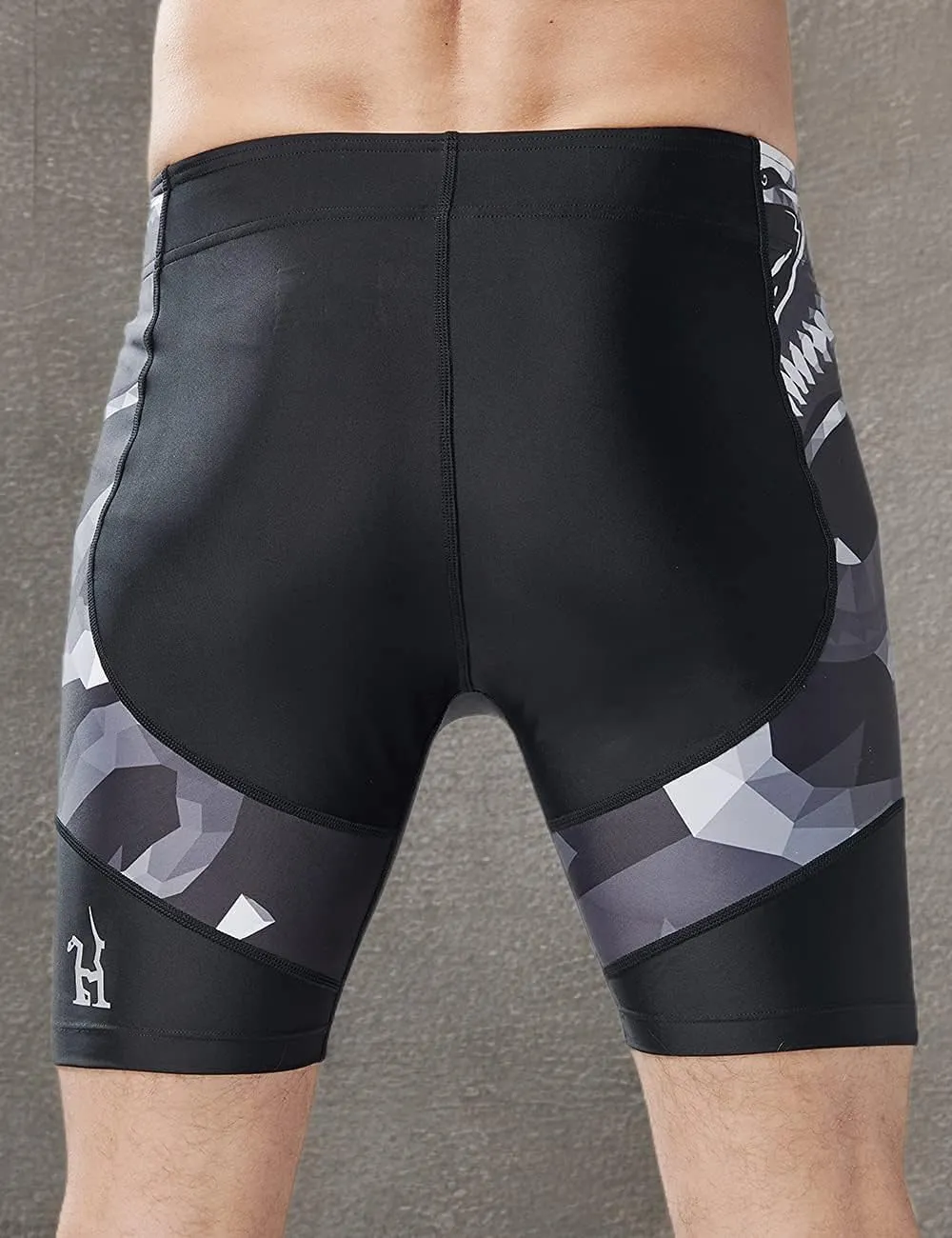 HUGE SPORTS Men's Rash Guard Swim Shorts Compression Swimming Jammer Cool Dry Active Swimsuit Workout Shorts Sports Tights