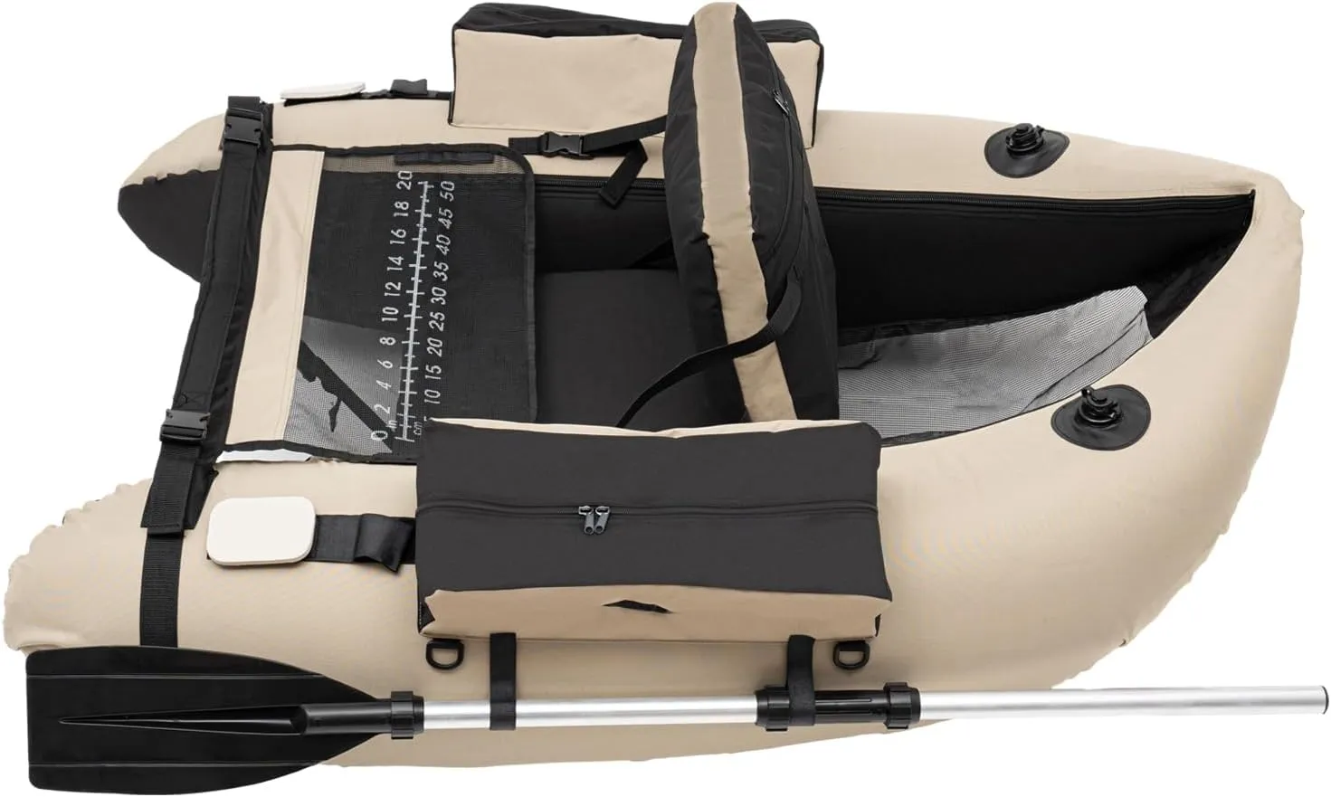 IAGULIUM nflatable Fishing Boat Inflatable Boat Set with a Hand Air Pump Outdoor Inflatable Raft for Fishing Rafting and Exploring Adjustable Seats with Backrest (286.6lbs Load Capacity Khaki)