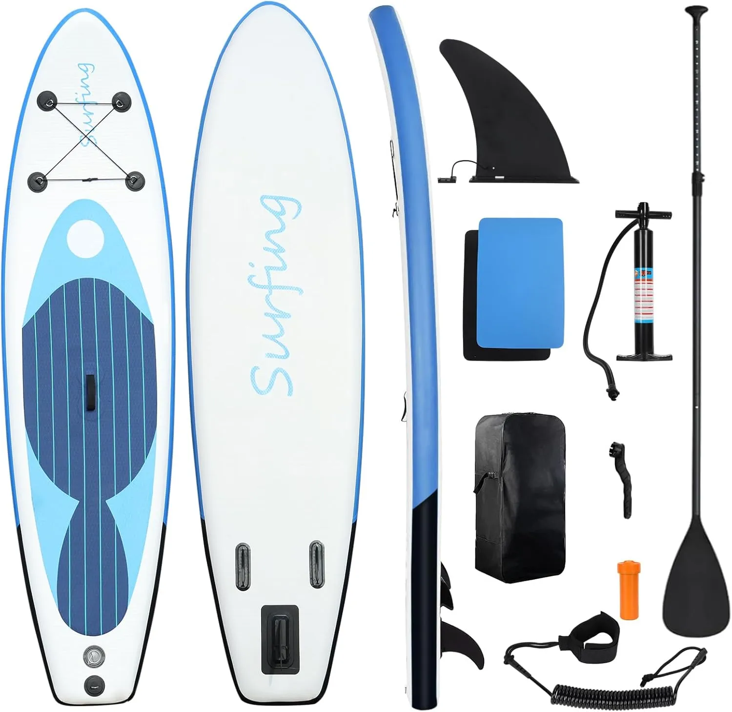Inflatable Paddle Board for Adults, 66 to 86 Inch Deck Paddleboarding Equipment for PVC Camouflage Print with Removable Fin, Stand Up Paddle Board Accessories for Youth Adults