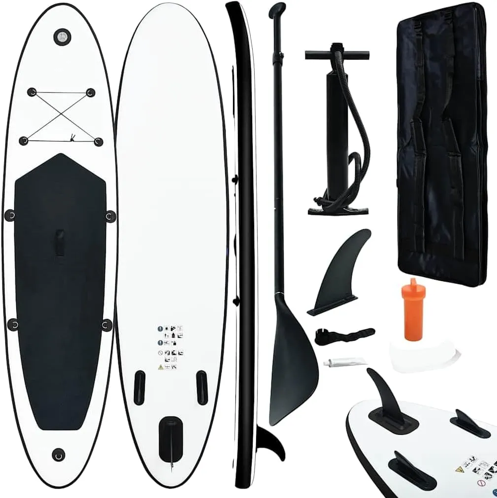 Inflatable Stand up Paddle Board Set Black and WhiteBlack 12,8g