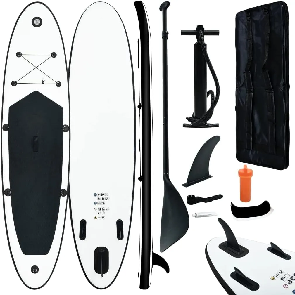 Inflatable Stand Up Paddleboard Set Black and White,Paddleboards-24.64lbs