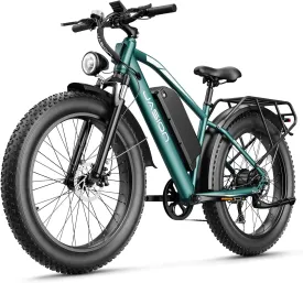 Jasion EB5 MAX Electric Bike for Adults with 1500W Peak Motor, 48V 15Ah (720Wh) Battery Electric Mountain Bike, 26'' x 4'' Fat Tire Ebike, 28 MPH Speed, Cruise Control, with Fenders, Rear Rack