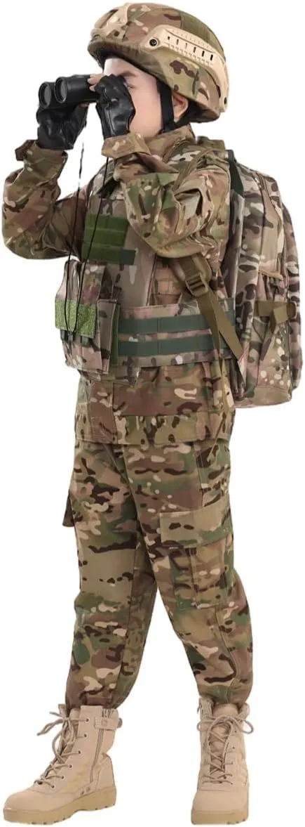 Klocerg Children's Army Special Forces Clothing Children's Camouflage Single Soldier Clothing Helmet Backpack Soldier Boy