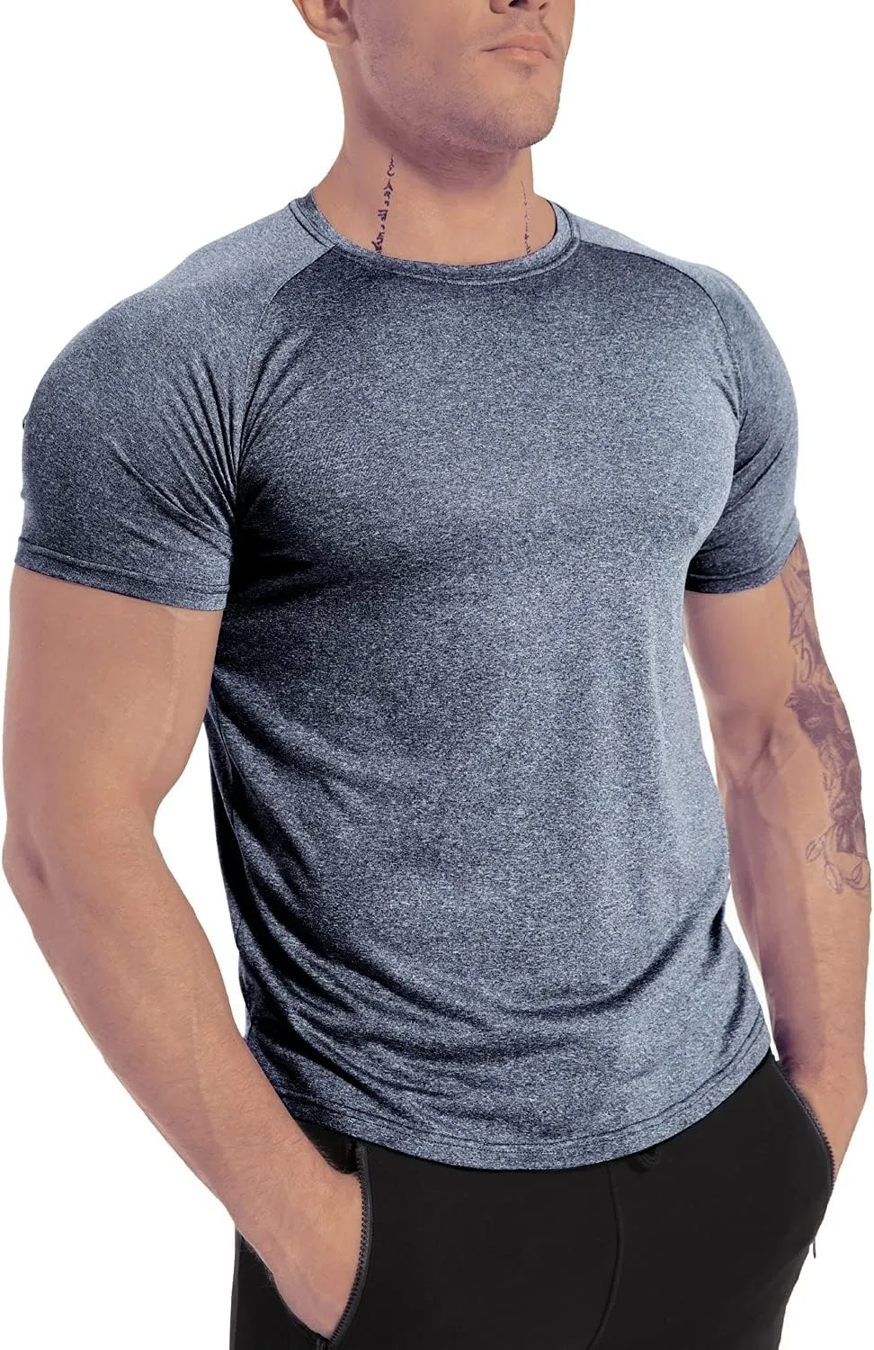 Men's 3pack Dry Fit Workout Gym Short Sleeve T Shirt Moisture Wicking Active Athletic Performance Running Shirts