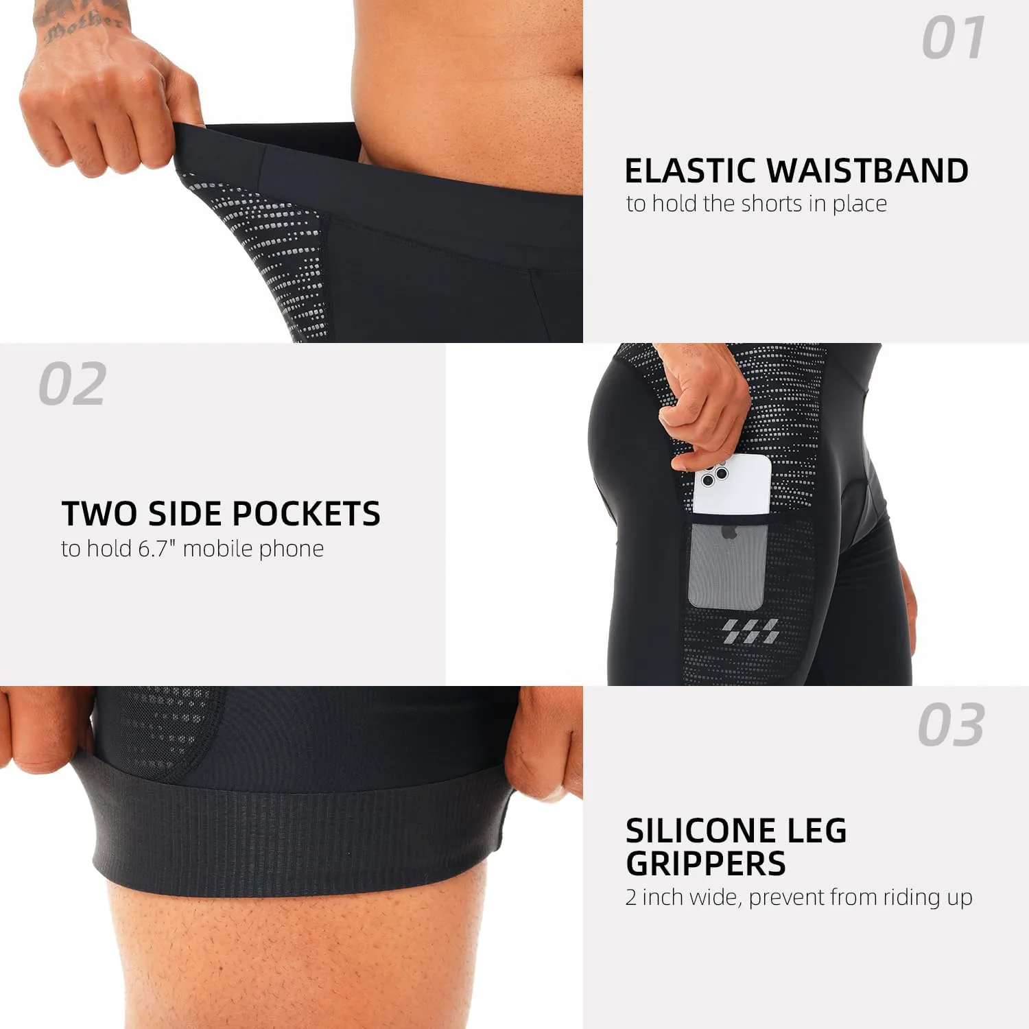 Mens Bike Shorts 4D Padded Cycling Bicycle Road Biking Mountain Riding UPF 50  Cycle Shorts