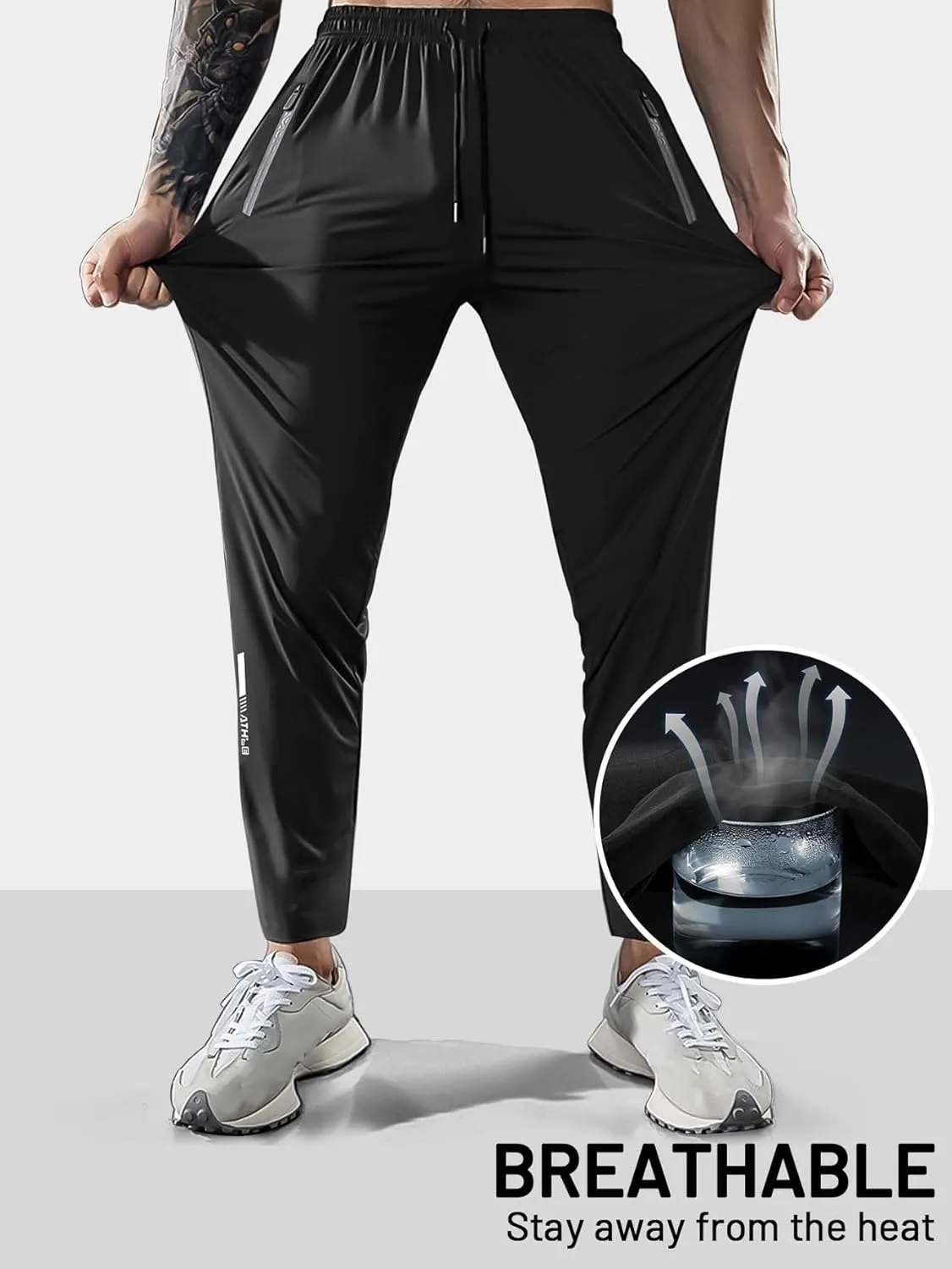Men's Hiking Pants Quick-Dry Lightweight Sweatpants Outdoor Fishing Pants Water Resistant with Zipper Pockets