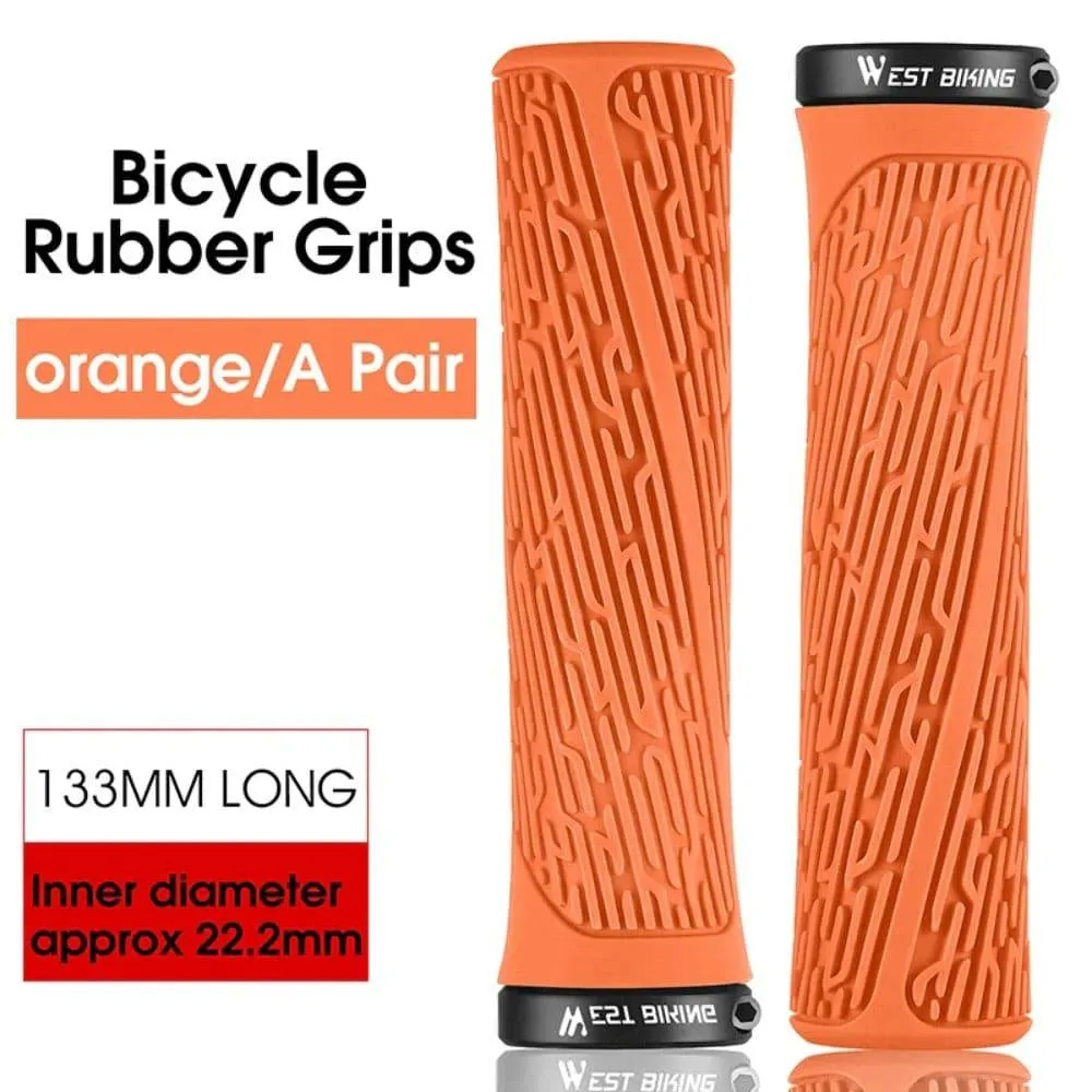 MTB Handlebar Grips Colorful Mountain Bike Silicone Grips Non-slip Bike Handles Cover Shock Absorption Lock On Grips