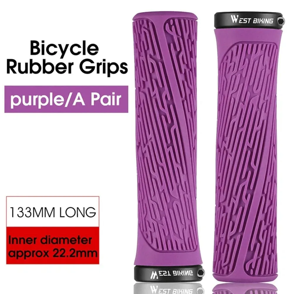 MTB Handlebar Grips Colorful Mountain Bike Silicone Grips Non-slip Bike Handles Cover Shock Absorption Lock On Grips