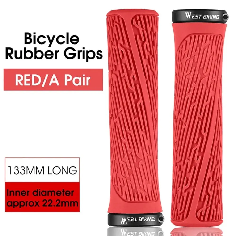 MTB Handlebar Grips Colorful Mountain Bike Silicone Grips Non-slip Bike Handles Cover Shock Absorption Lock On Grips