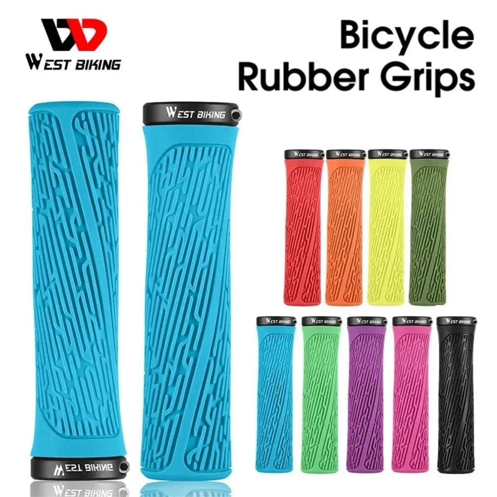 MTB Handlebar Grips Colorful Mountain Bike Silicone Grips Non-slip Bike Handles Cover Shock Absorption Lock On Grips