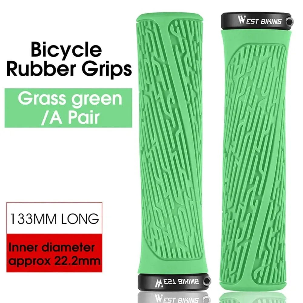 MTB Handlebar Grips Colorful Mountain Bike Silicone Grips Non-slip Bike Handles Cover Shock Absorption Lock On Grips