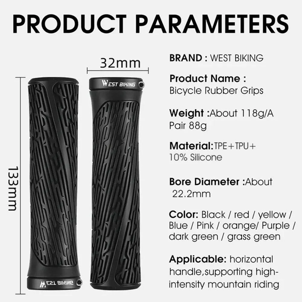 MTB Handlebar Grips Colorful Mountain Bike Silicone Grips Non-slip Bike Handles Cover Shock Absorption Lock On Grips