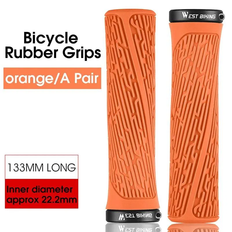 MTB Handlebar Grips Colorful Mountain Bike Silicone Grips Non-slip Bike Handles Cover Shock Absorption Lock On Grips