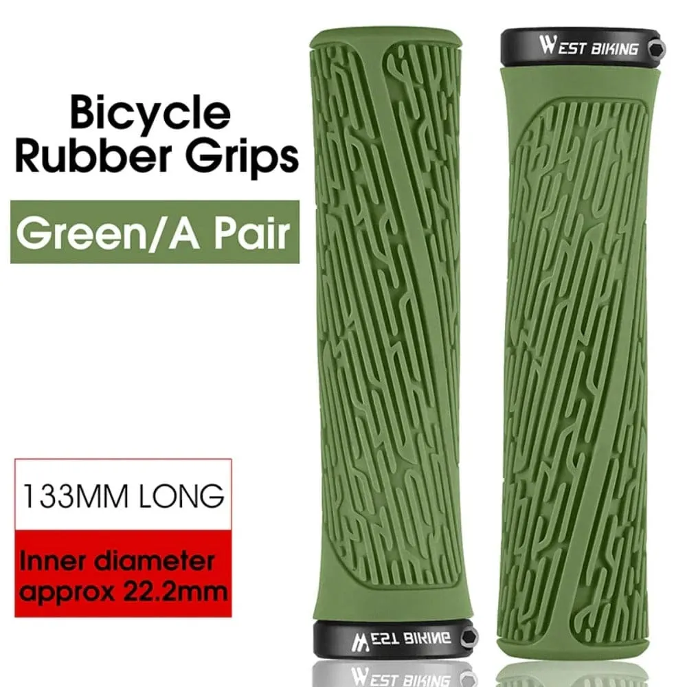 MTB Handlebar Grips Colorful Mountain Bike Silicone Grips Non-slip Bike Handles Cover Shock Absorption Lock On Grips