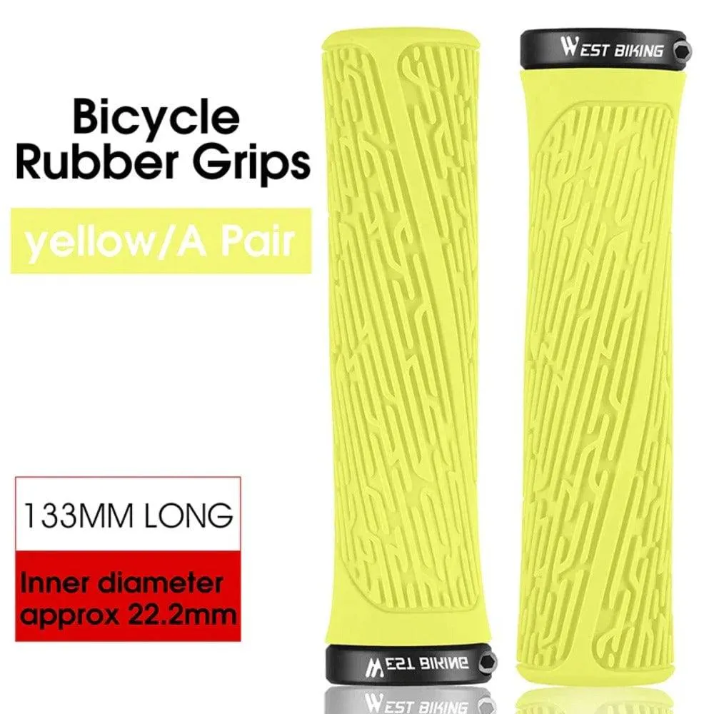 MTB Handlebar Grips Colorful Mountain Bike Silicone Grips Non-slip Bike Handles Cover Shock Absorption Lock On Grips