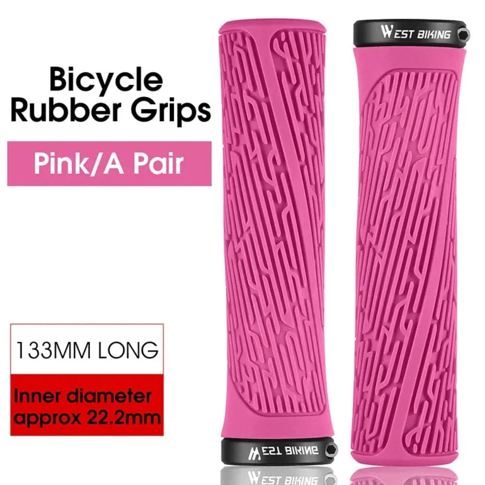 MTB Handlebar Grips Colorful Mountain Bike Silicone Grips Non-slip Bike Handles Cover Shock Absorption Lock On Grips