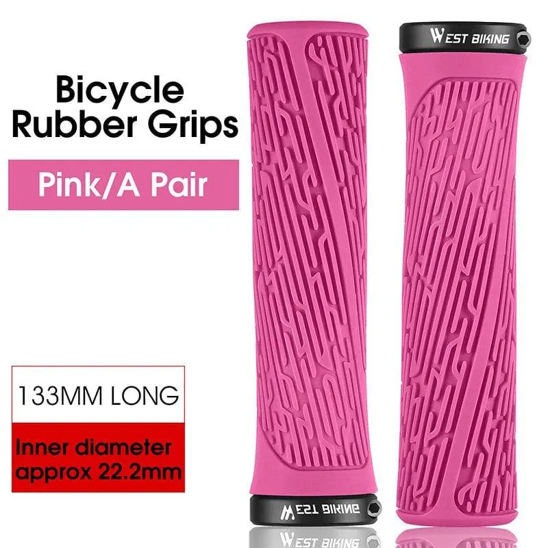 MTB Handlebar Grips Colorful Mountain Bike Silicone Grips Non-slip Bike Handles Cover Shock Absorption Lock On Grips