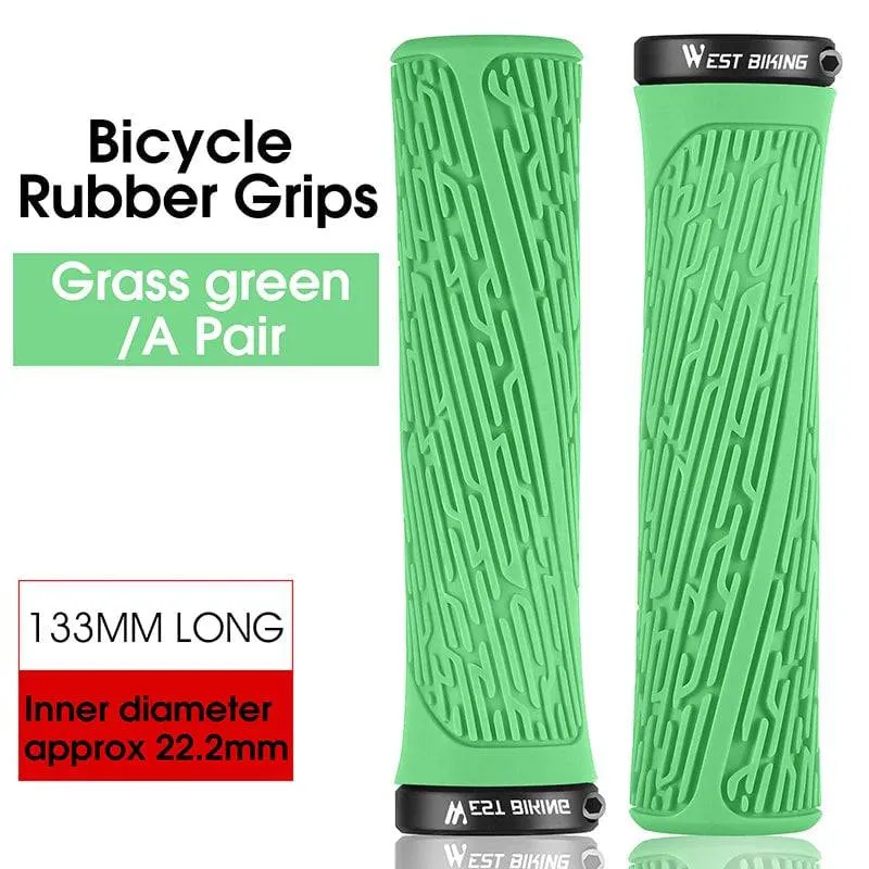 MTB Handlebar Grips Colorful Mountain Bike Silicone Grips Non-slip Bike Handles Cover Shock Absorption Lock On Grips