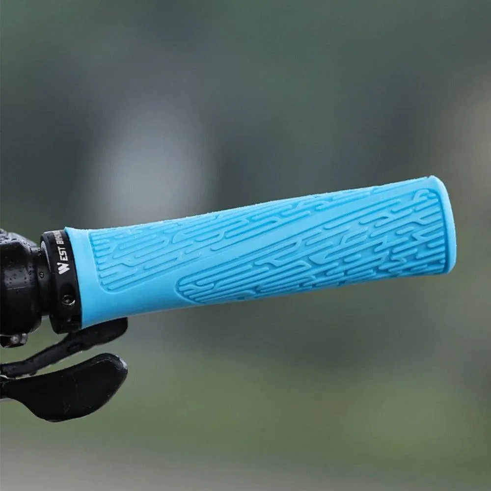 MTB Handlebar Grips Colorful Mountain Bike Silicone Grips Non-slip Bike Handles Cover Shock Absorption Lock On Grips